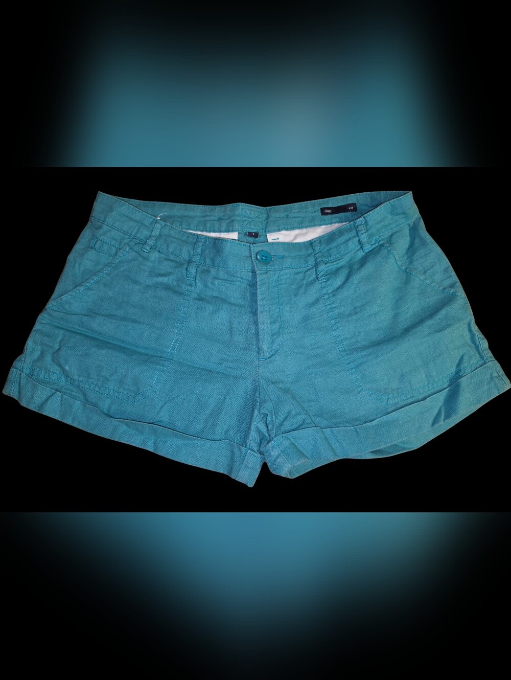 GAP Teal Blue Linen Cotton Blend Cuffed Shorts Size 6